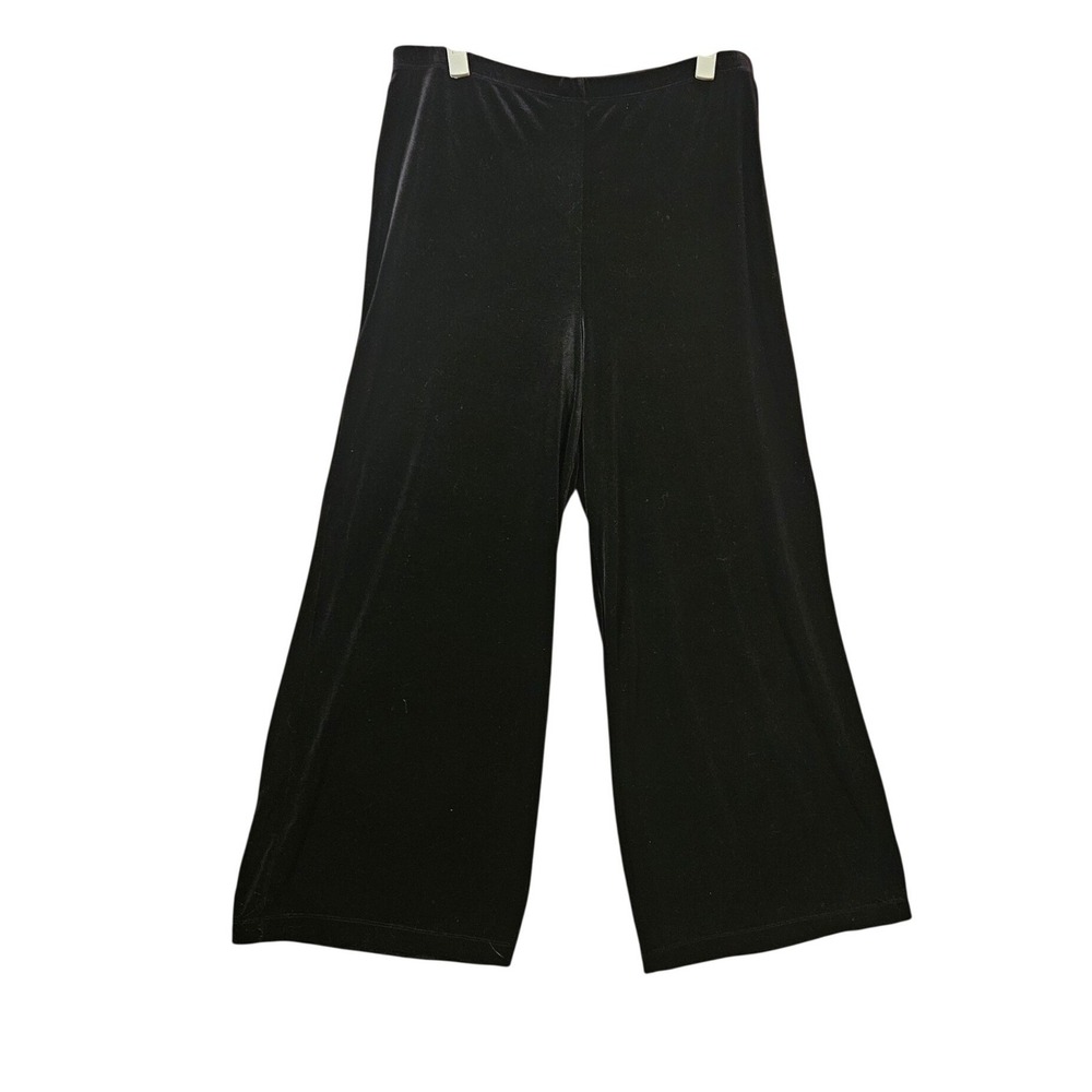 Black Velvet XL Stretch Palazzo Pants Flowy Wide Leg Dressy Elegant Comfort#475